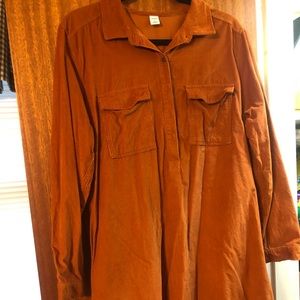 Corduroy burnt orange long sleeve dress